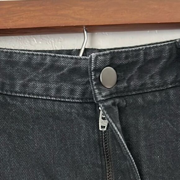 Tibi Size 29 Black Low Rise Denim Jean Midi Skirt with Front Slit - Picture 10 of 10